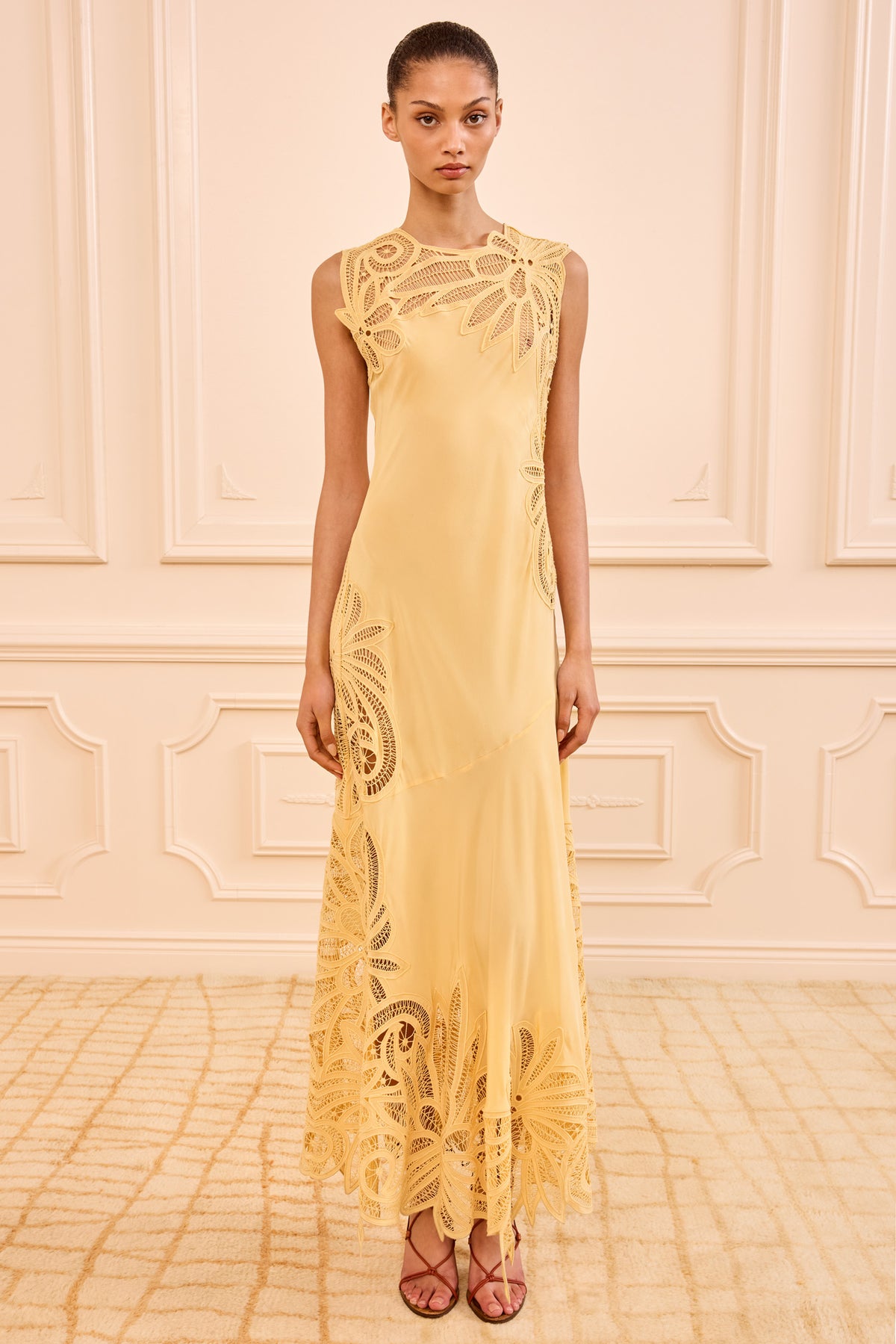 Dandelion Yellow Silk Idra Dress - Full Length Front View | Ulla Johnson