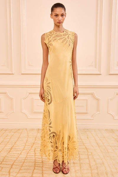 Dandelion Yellow Silk Idra Dress - Full Length Front View | Ulla Johnson