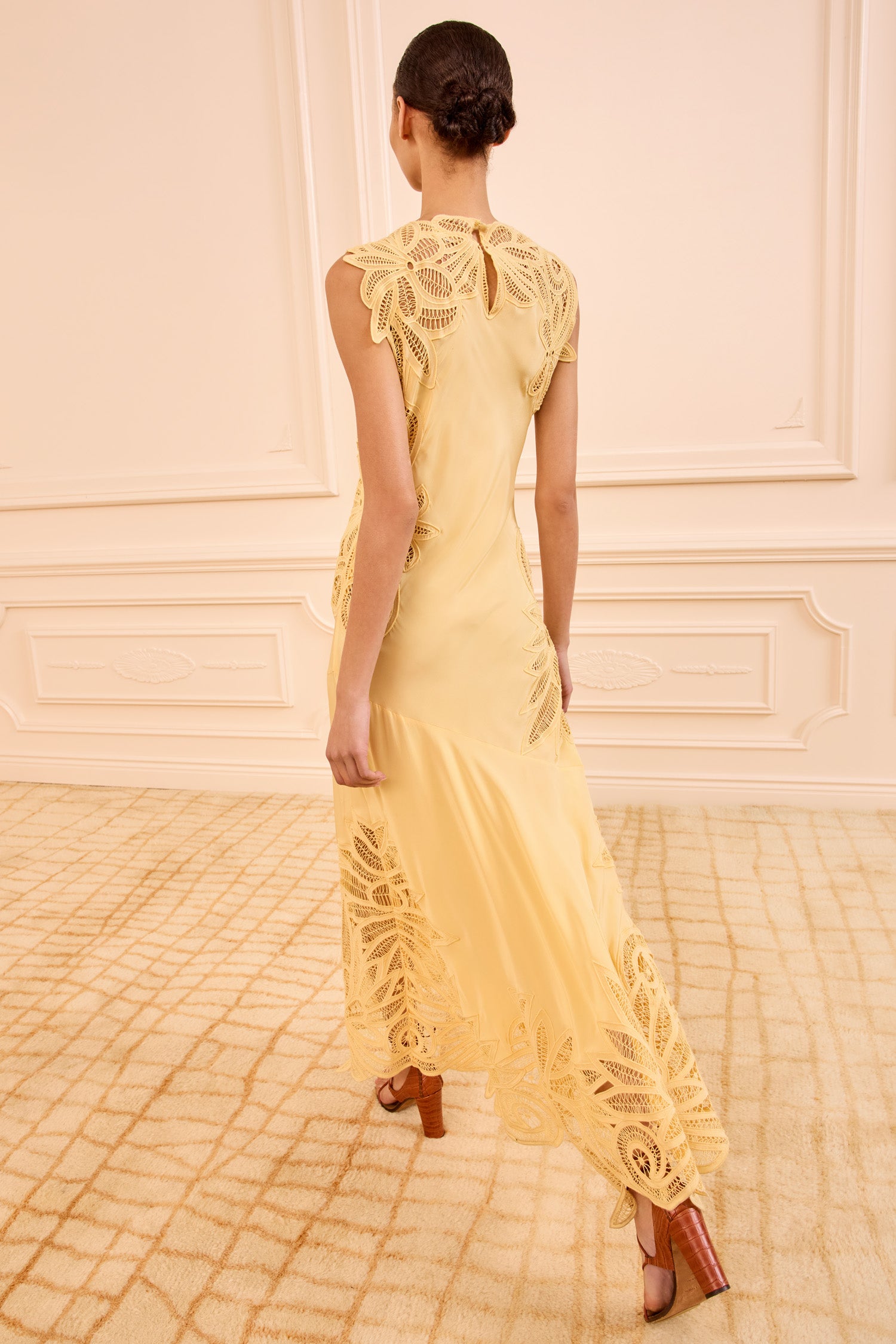Ulla Johnson Dandelion Yellow Lace Applique Dress - Back View | Ulla Johnson