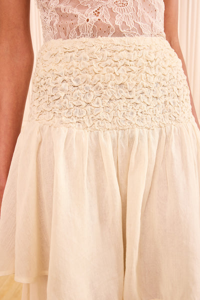 Cowrie Gauze Blend Midi Skirt - Smocked Waist Close-Up Detail | Ulla Johnson