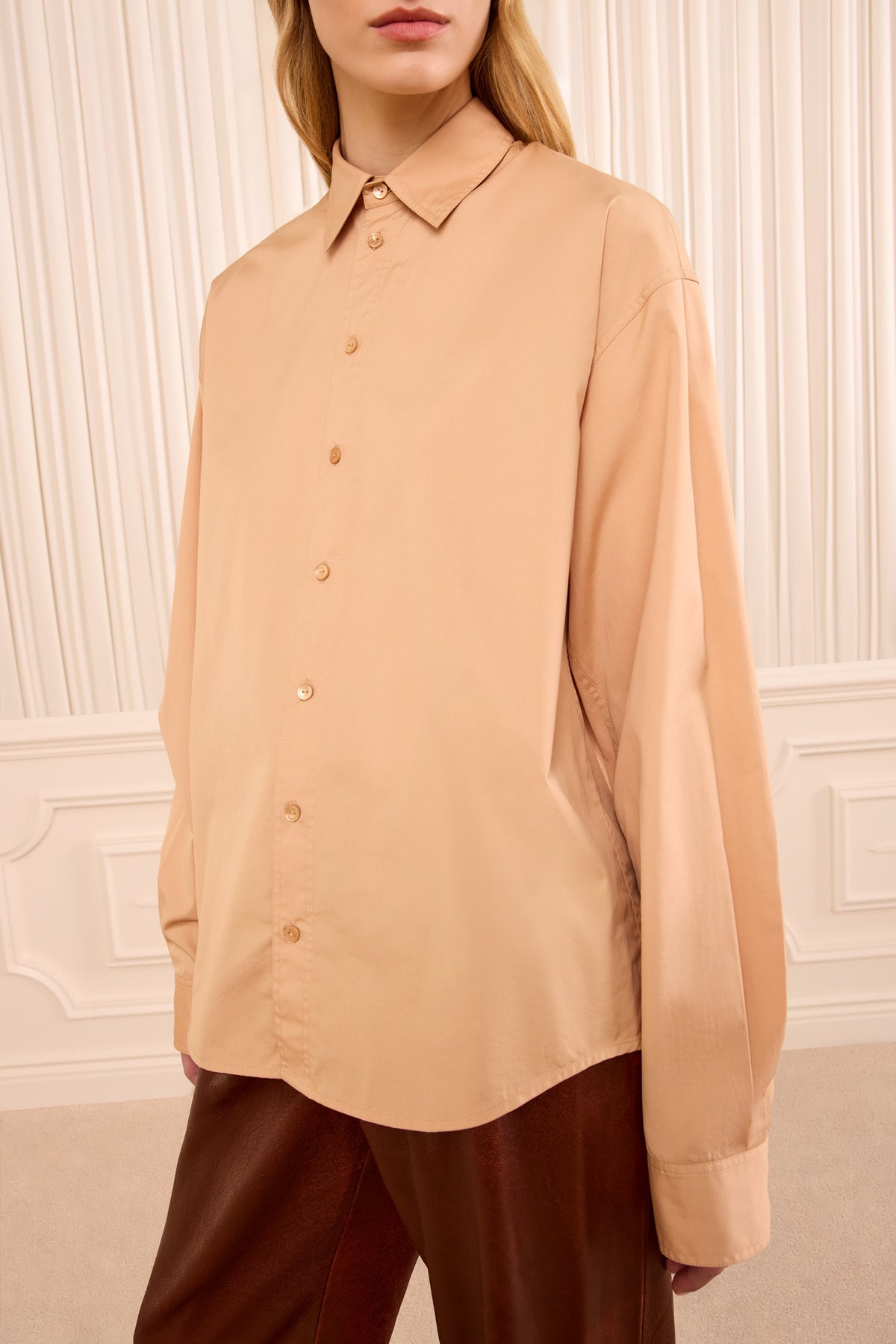 Powder Cotton Button-Down Blouse - Front Close-Up Detail | Ulla Johnson