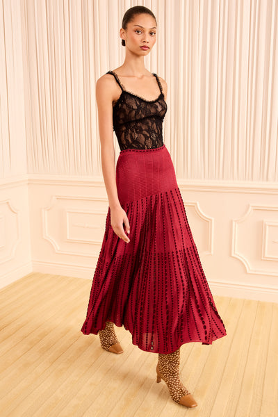 Garnet Rayon Knit Midi Skirt - Front View On Model | Ulla Johnson
