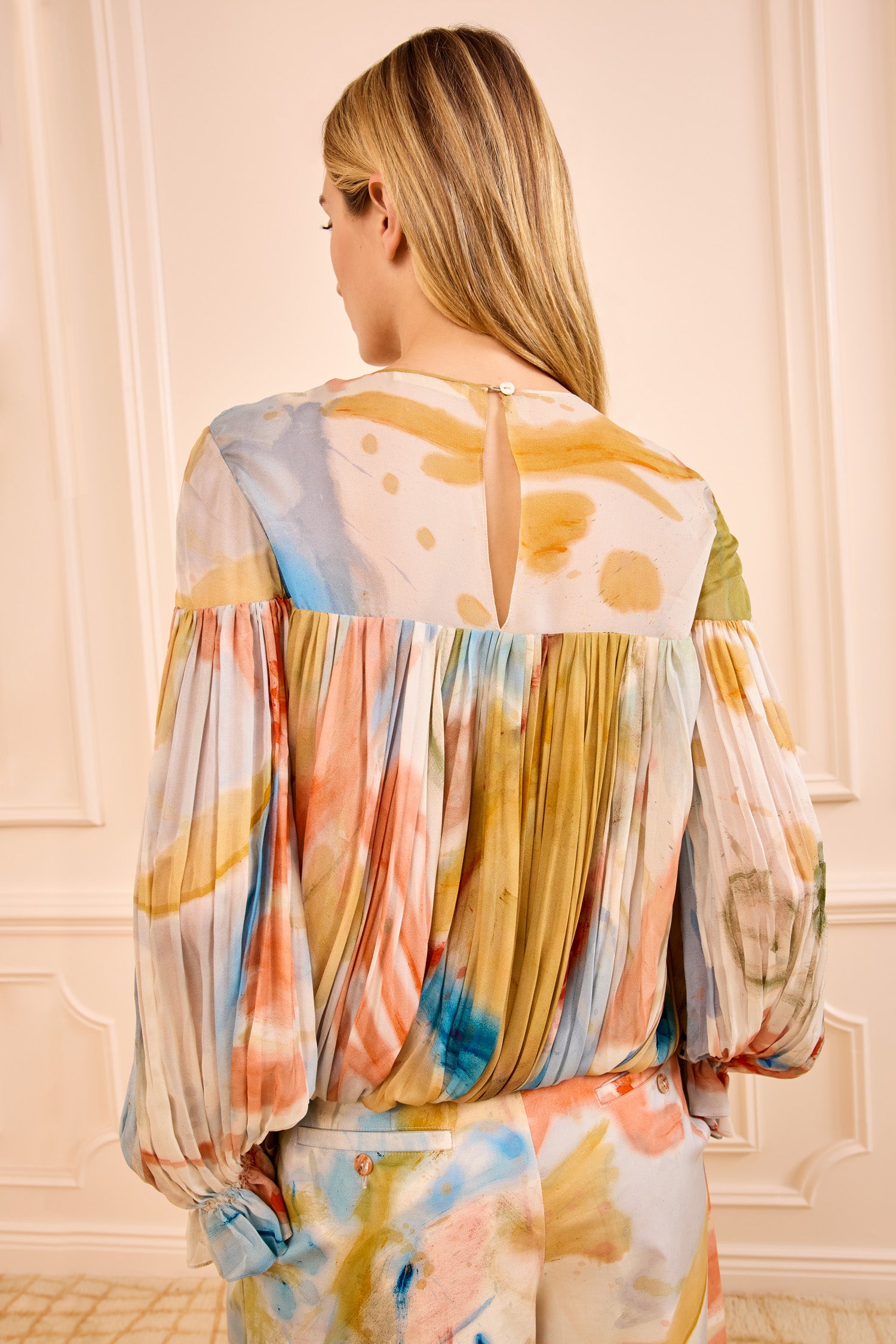 Ulla Johnson Western Dream Silk Chiffon Blouse - Back View Draped Detail | Ulla Johnson