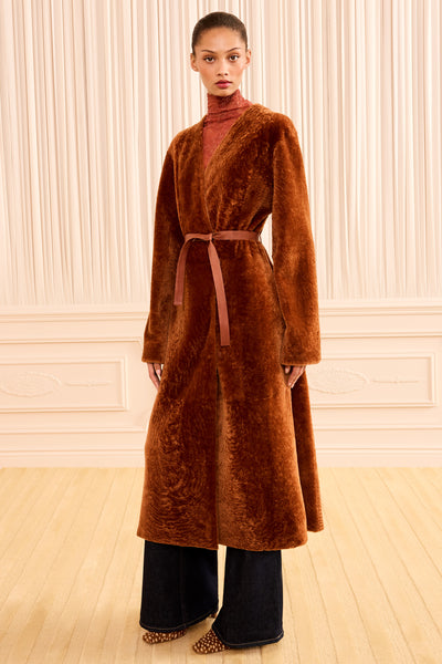 Sienna Lamb Shearling Coat - Full Length Front, Designer Maxi Coat | Ulla Johnson