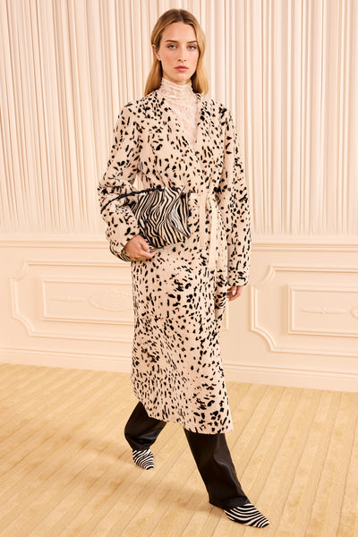 Wilden Spotted Shearling Coat, Belted Maxi Length - Front View | Ulla Johnson