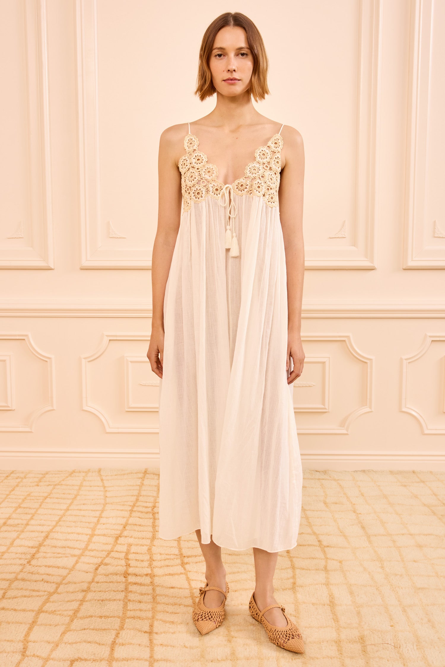 Ulla Johnson Creme Cotton Gauze Zadie Coverup Dress, Luxury Designer Coverup - Front View | Ulla Johnson
