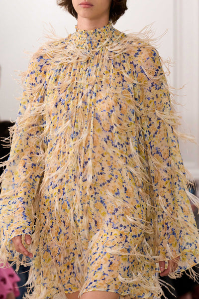 Daffodil Miriam Feather Mini Dress - Runway Detail, Luxury Designer Dress SS26 | Ulla Johnson