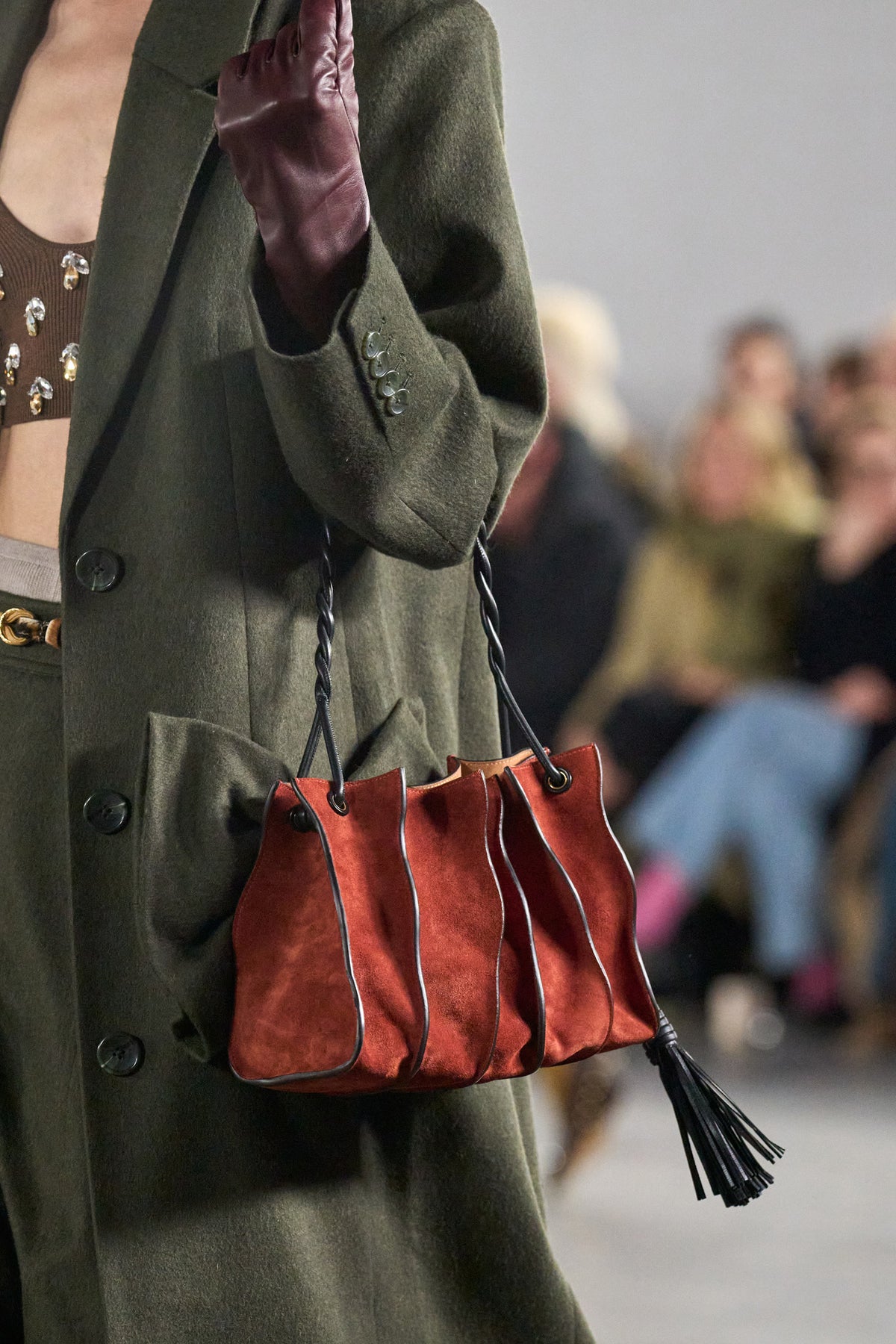 Rust Suede Adria Bag - AW26 Runway Detail, Hand-Painted Edges and Leather Tassel | Ulla Johnson