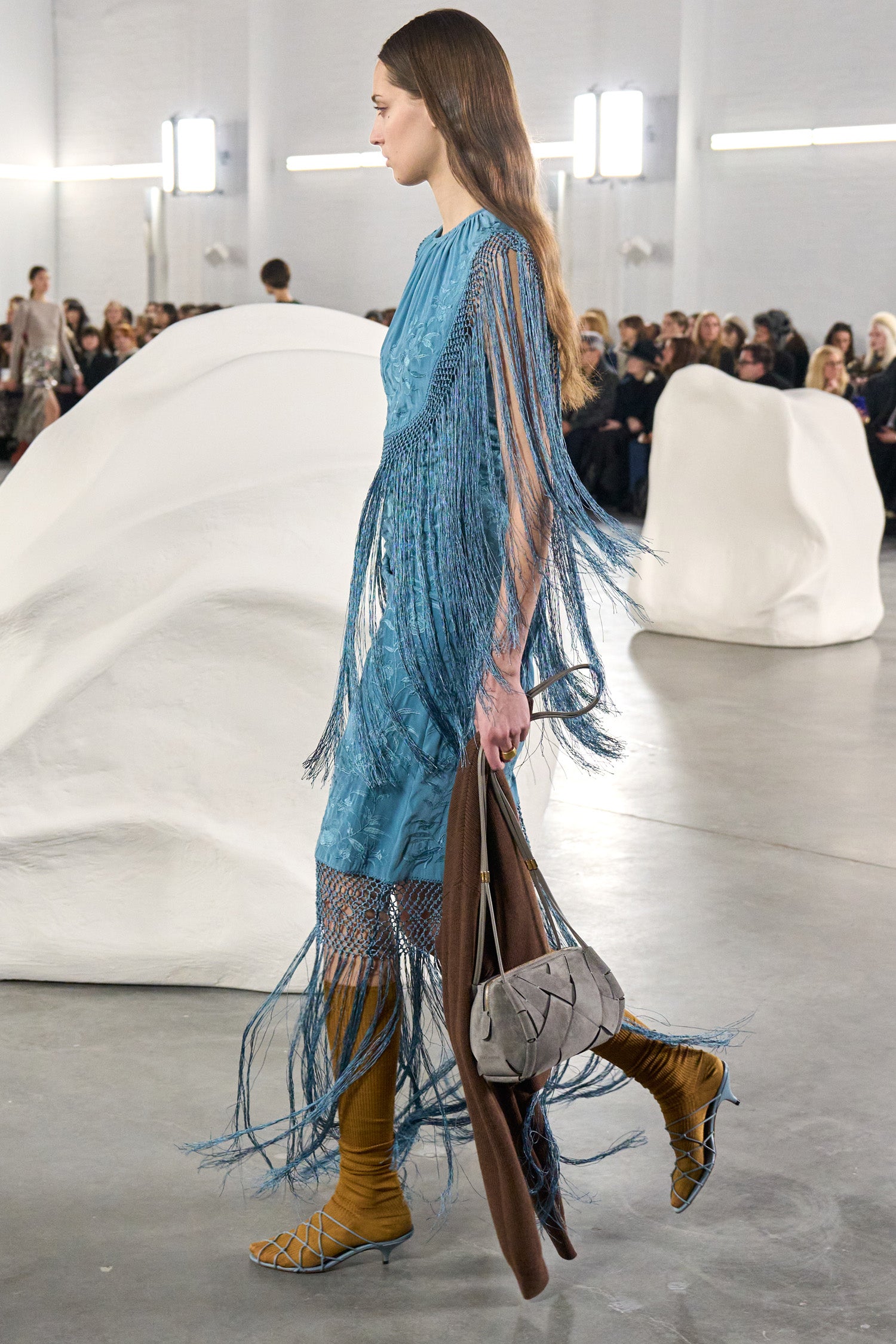 Ulla Johnson Beryl Silk Fringe Dress - AW26 Runway Look, Side Profile | Ulla Johnson