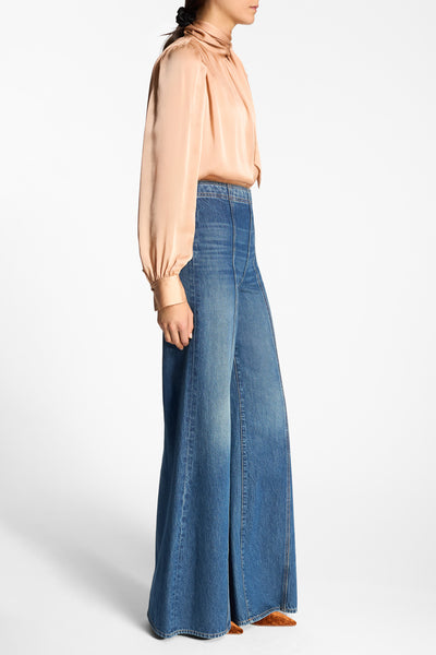 Danube Blue Denim Wide Leg Jeans - Side Profile | Ulla Johnson