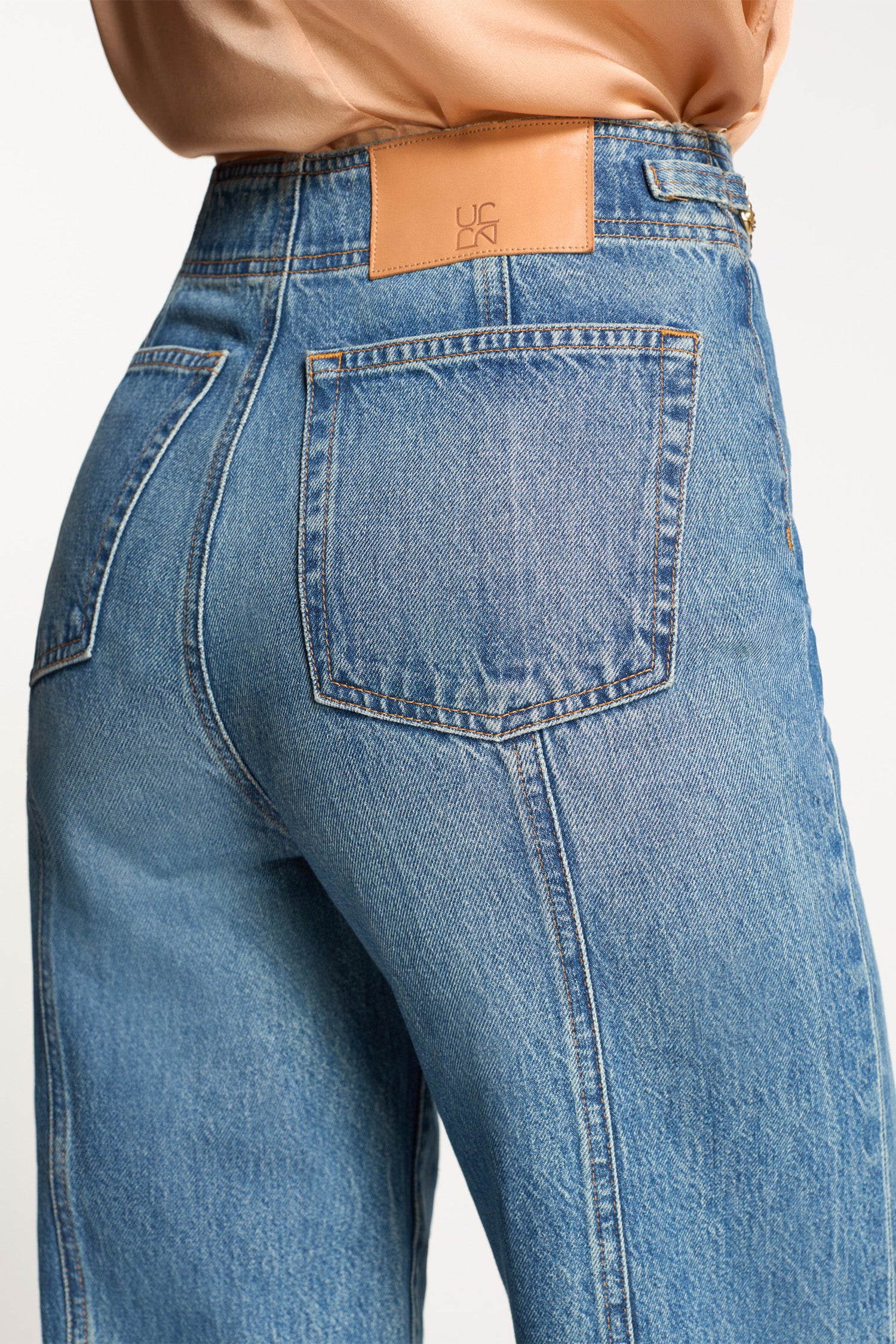 Ulla Johnson Blue Denim Delphine Jean - Back Pocket Detail View | Ulla Johnson