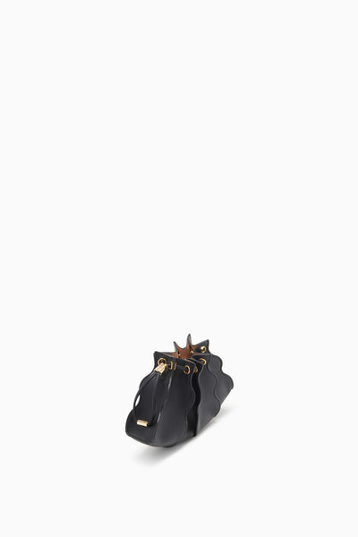 Black Leather Adria Wave Crossbody - Side Angle with Hardware Detail | Ulla Johnson