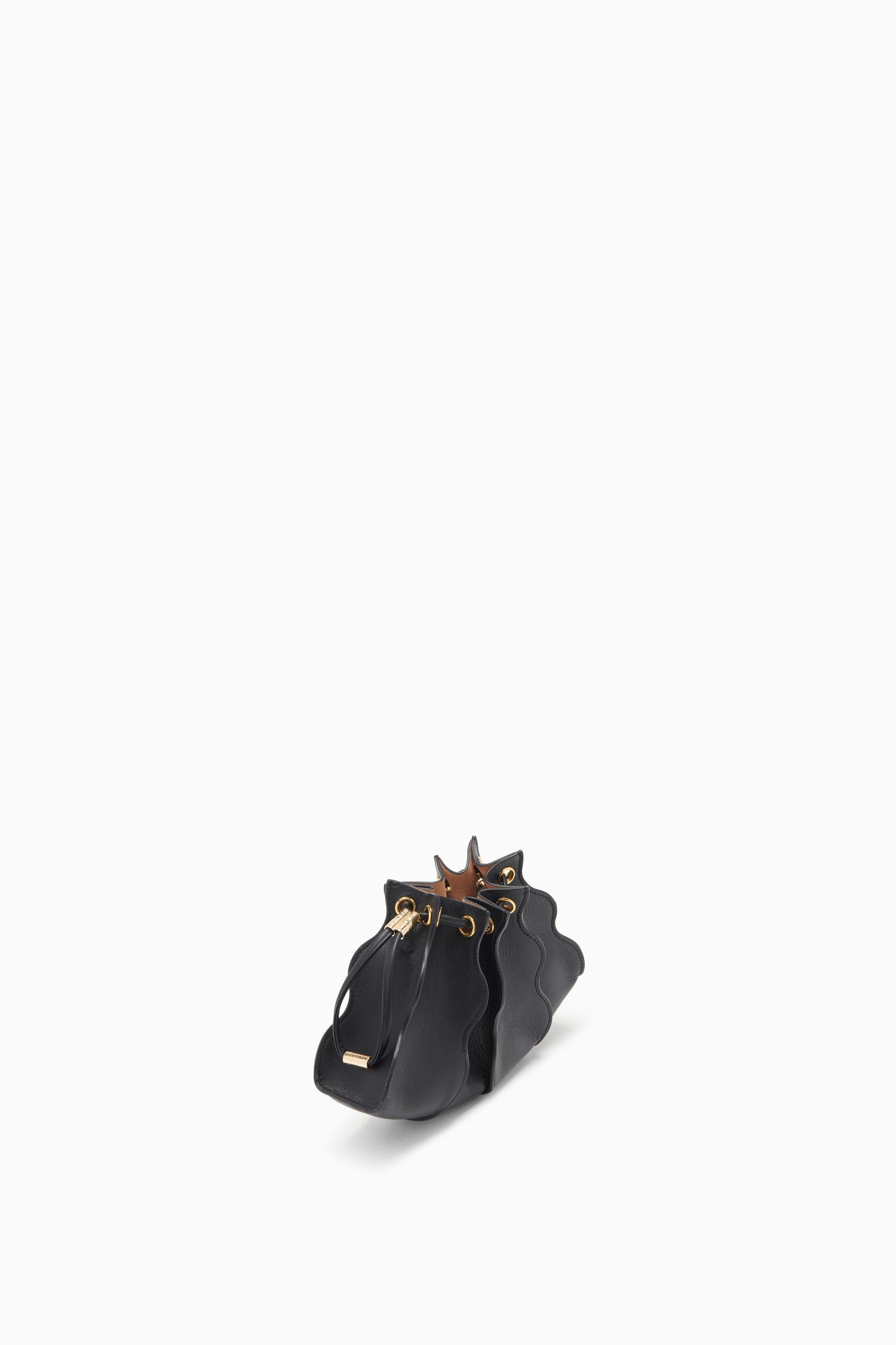 Ulla Johnson Black Leather Adria Wave Crossbody - Side Angle with Hardware Detail | Ulla Johnson