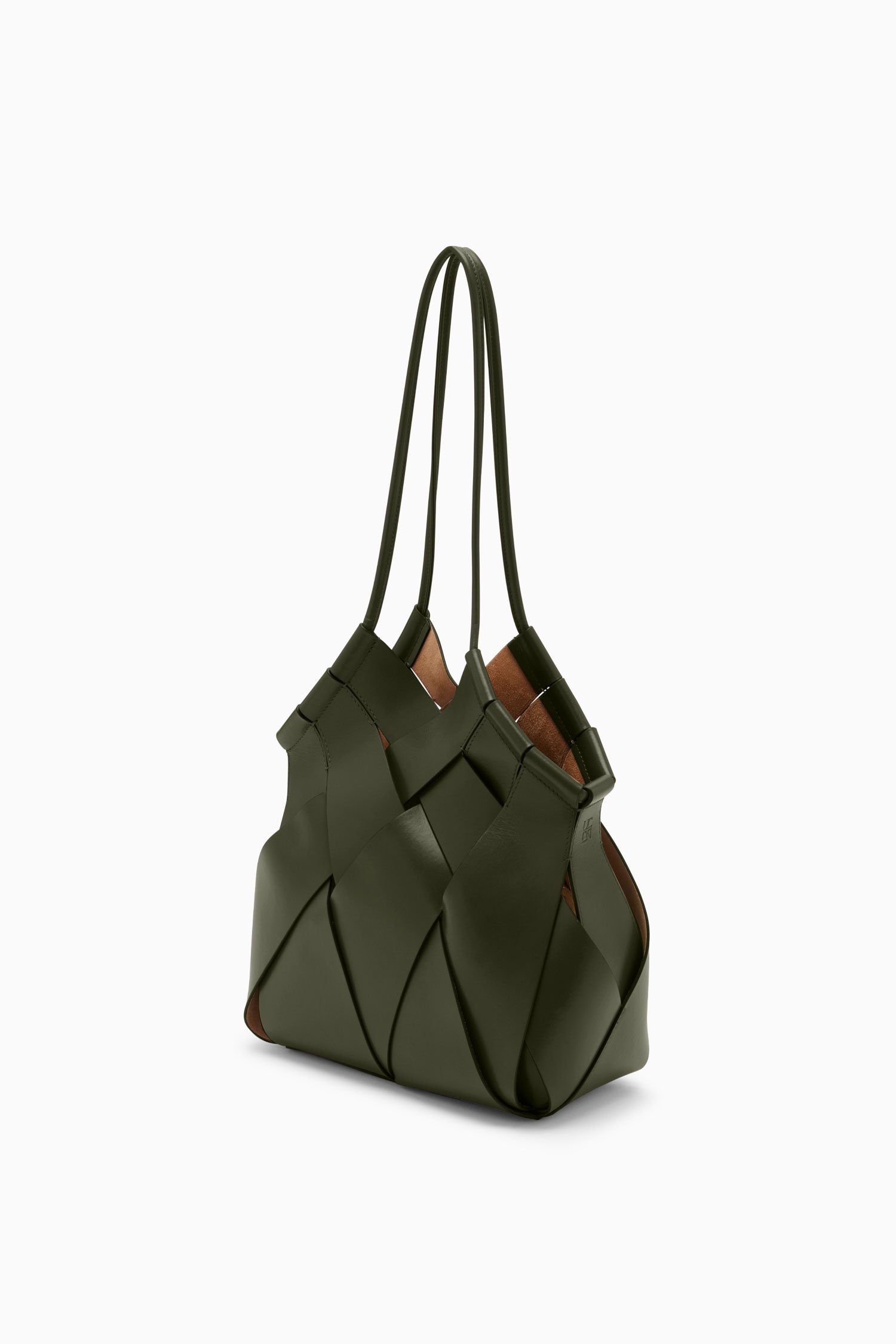 Ulla Johnson ⁣⁢Militaire Green gewebte Leder Tote Bag – Seitenansicht | Ulla Johnson⁤⁣