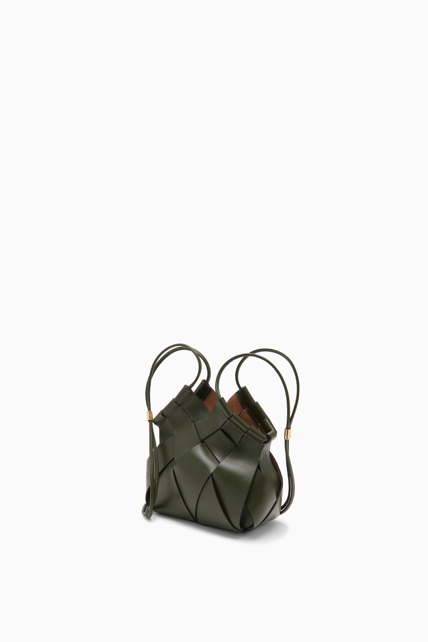 Ulla Johnson Militaire Green Artisan Woven Leather Designer Crossbody Bag - Side Angle | Ulla Johnson