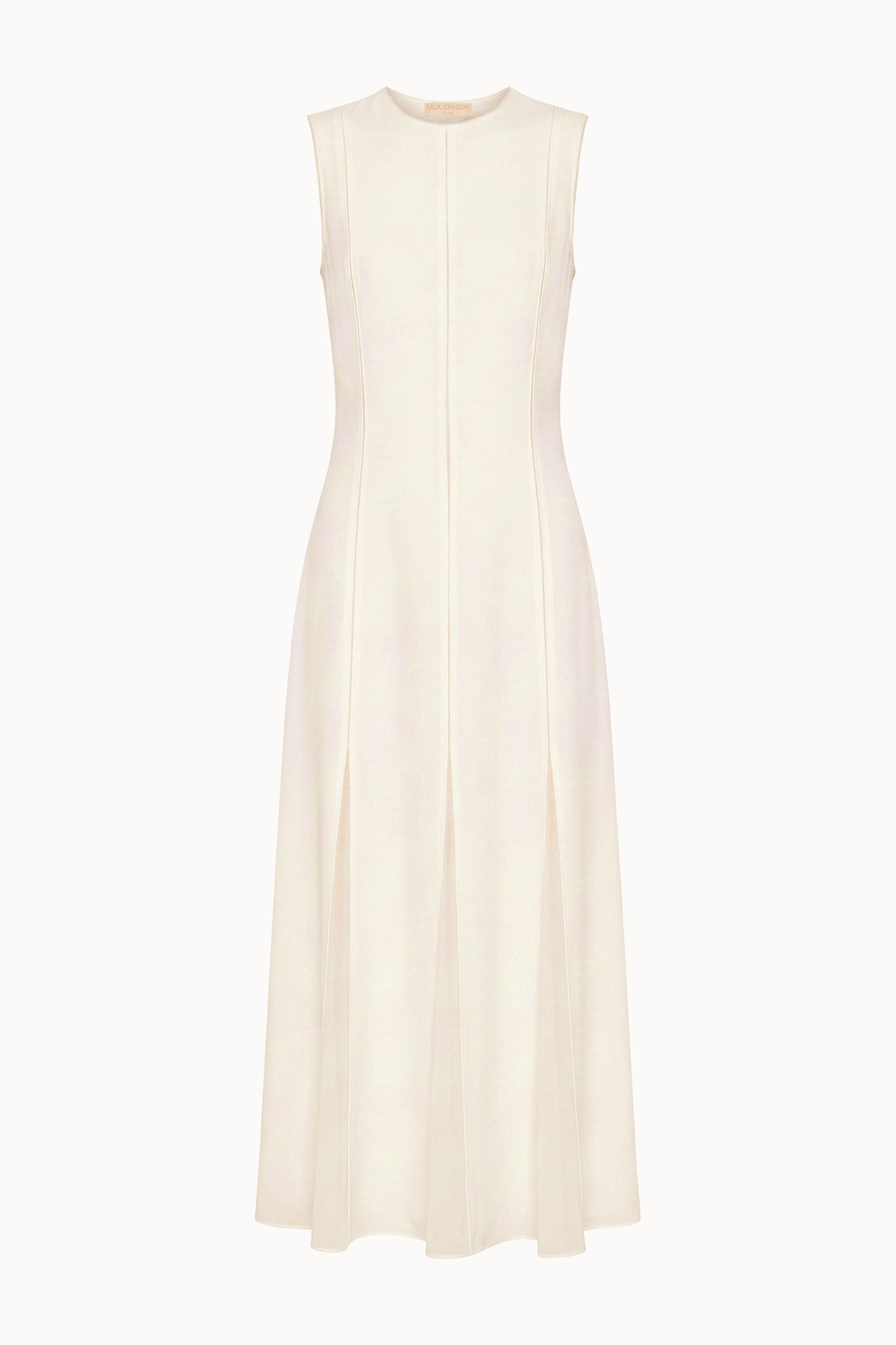 Ulla Johnson ⁣⁢Vestido midi sin mangas de lujo Pearled Ivory - Plano, vista frontal | Ulla Johnson⁤⁣