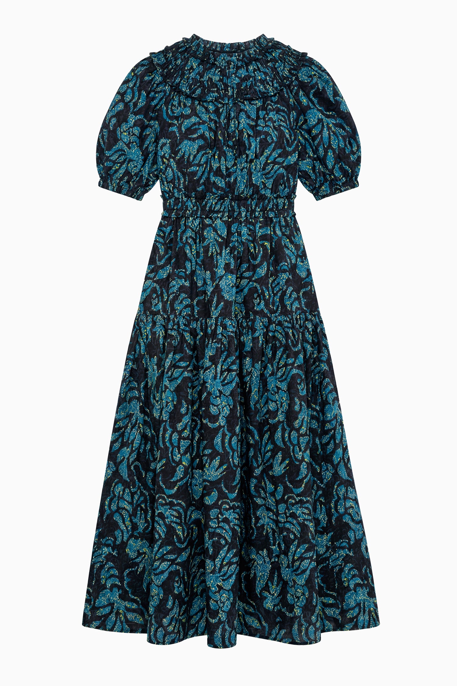 Ulla Johnson Midnight Designer Cotton Poplin Othella Midi Dress - Flat Lay | Ulla Johnson