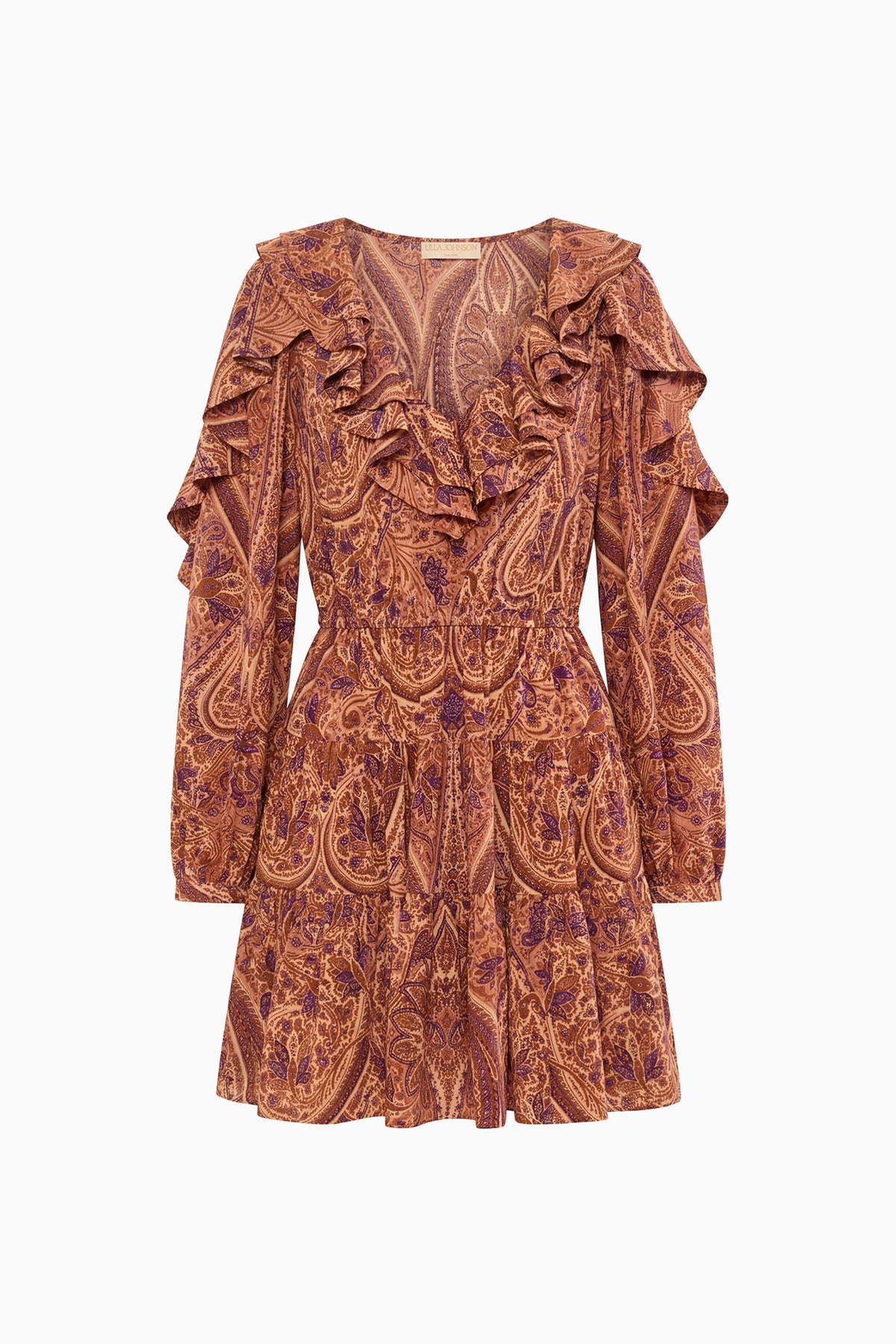 Rosette Paisley Luxury Silk Mini Dress - Flat Lay, Tiered Ruffle Skirt | Ulla Johnson
