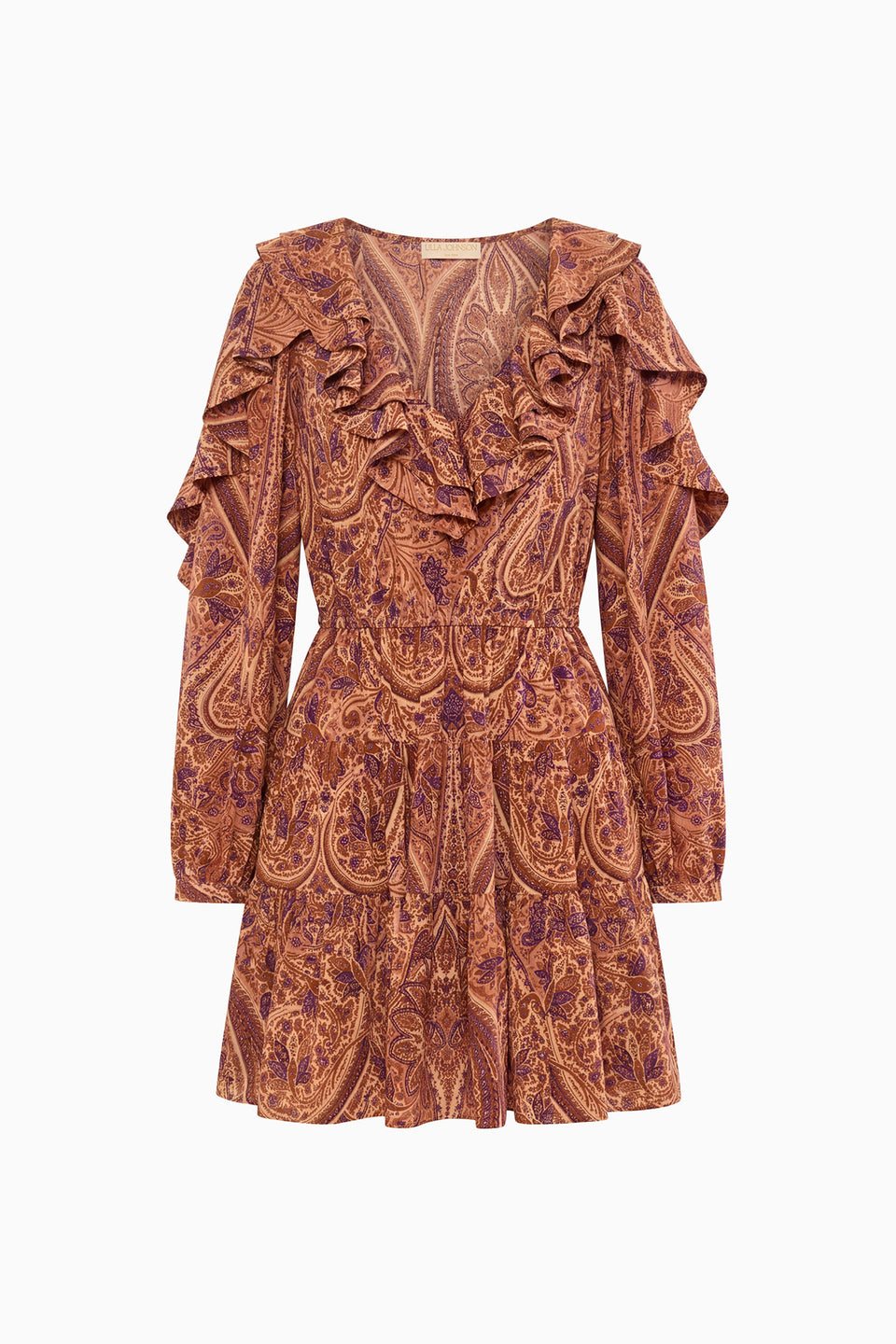 Rosette Paisley Luxury Silk Mini Dress - Flat Lay, Tiered Ruffle Skirt | Ulla Johnson