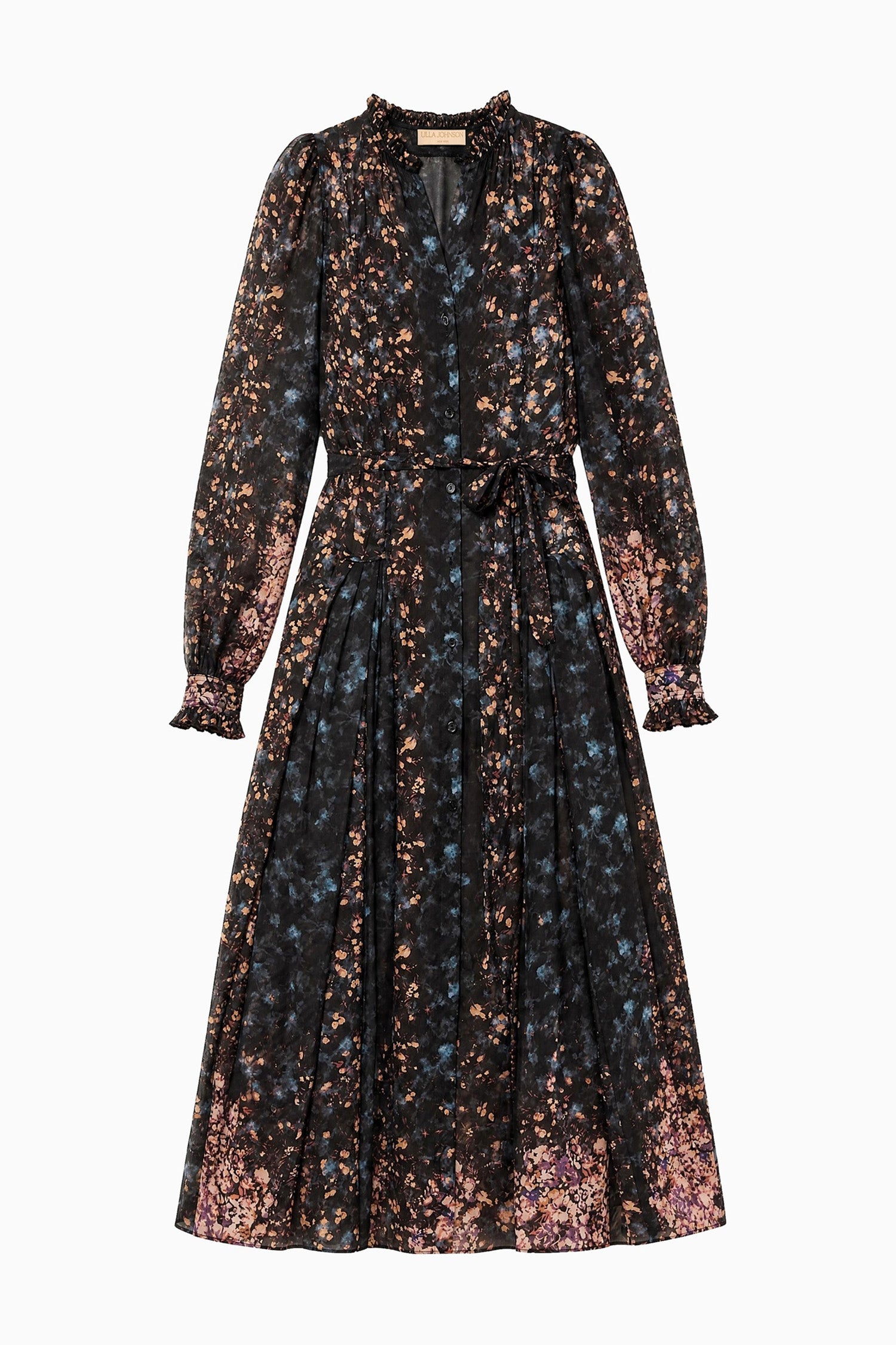 Ulla Johnson ⁣⁢Vestido camisero midi floral de jacquard de seda de lujo Eclipse - Plano | Ulla Johnson⁤⁣