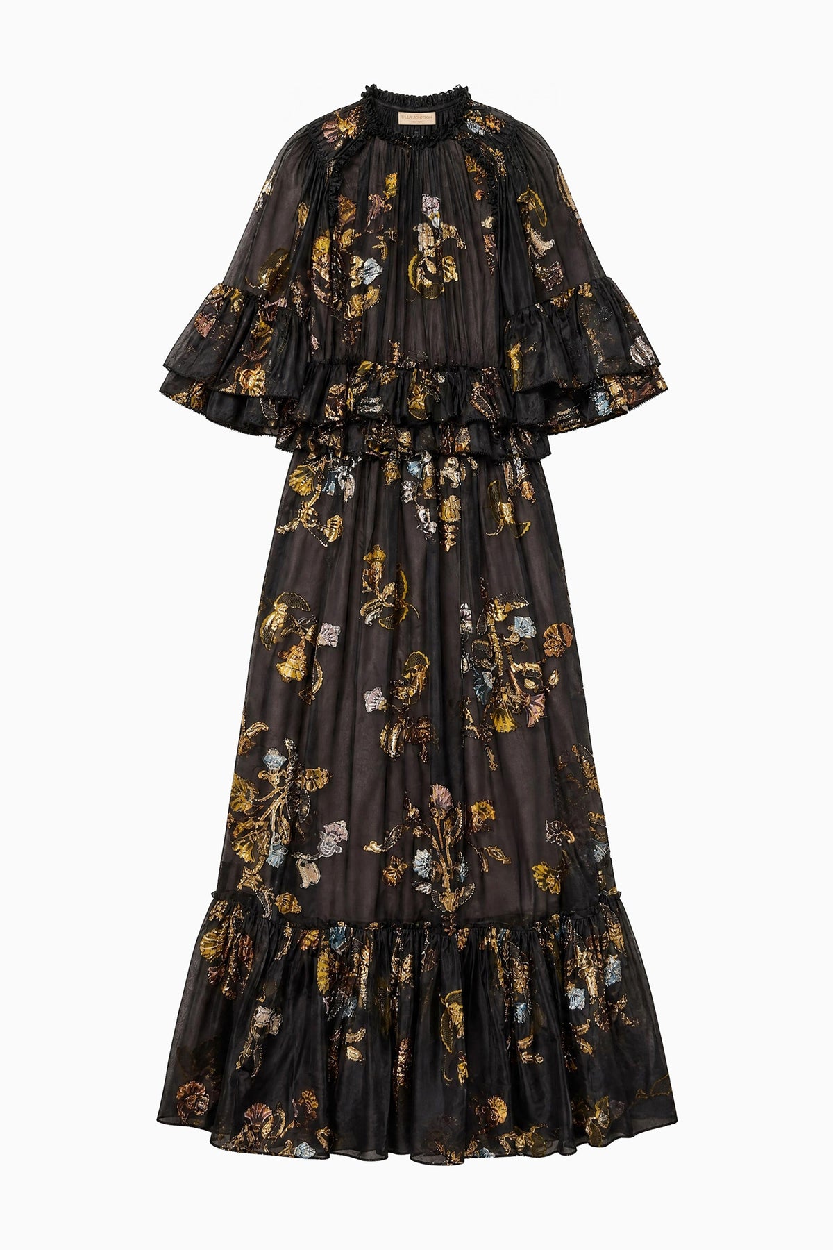 ⁣⁢Raven Robe du soir en soie et fil coupé - Vue à plat, robe de soirée de créateur | Ulla Johnson⁤⁣