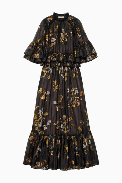 ⁣⁢Raven Robe du soir en soie et fil coupé - Vue à plat, robe de soirée de créateur | Ulla Johnson⁤⁣