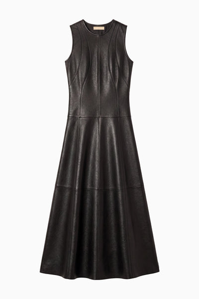 Noir Premium Lambskin Leather Sleeveless Midi Dress - Flat Lay | Ulla Johnson