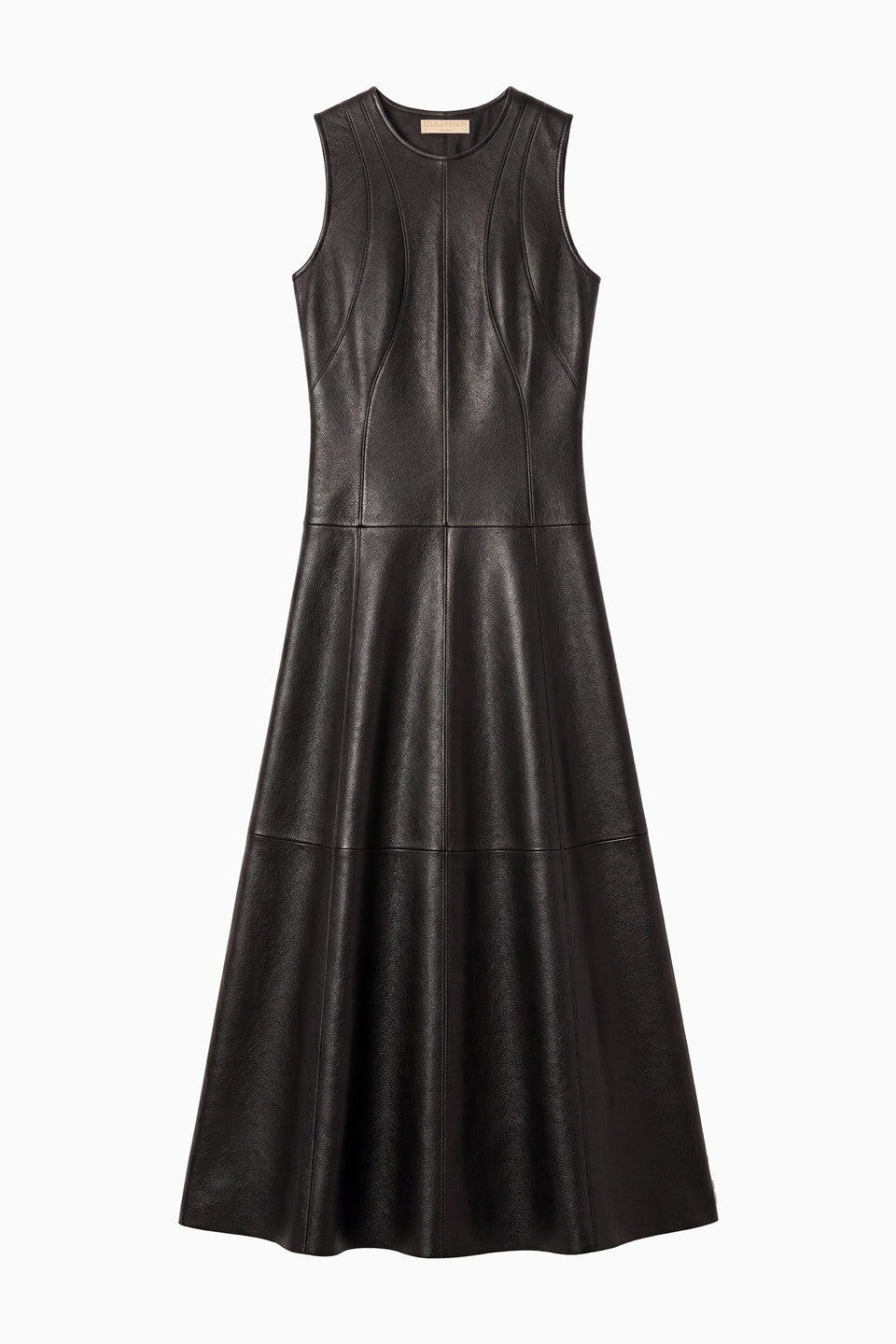 Noir Premium Lambskin Leather Sleeveless Midi Dress - Flat Lay | Ulla Johnson