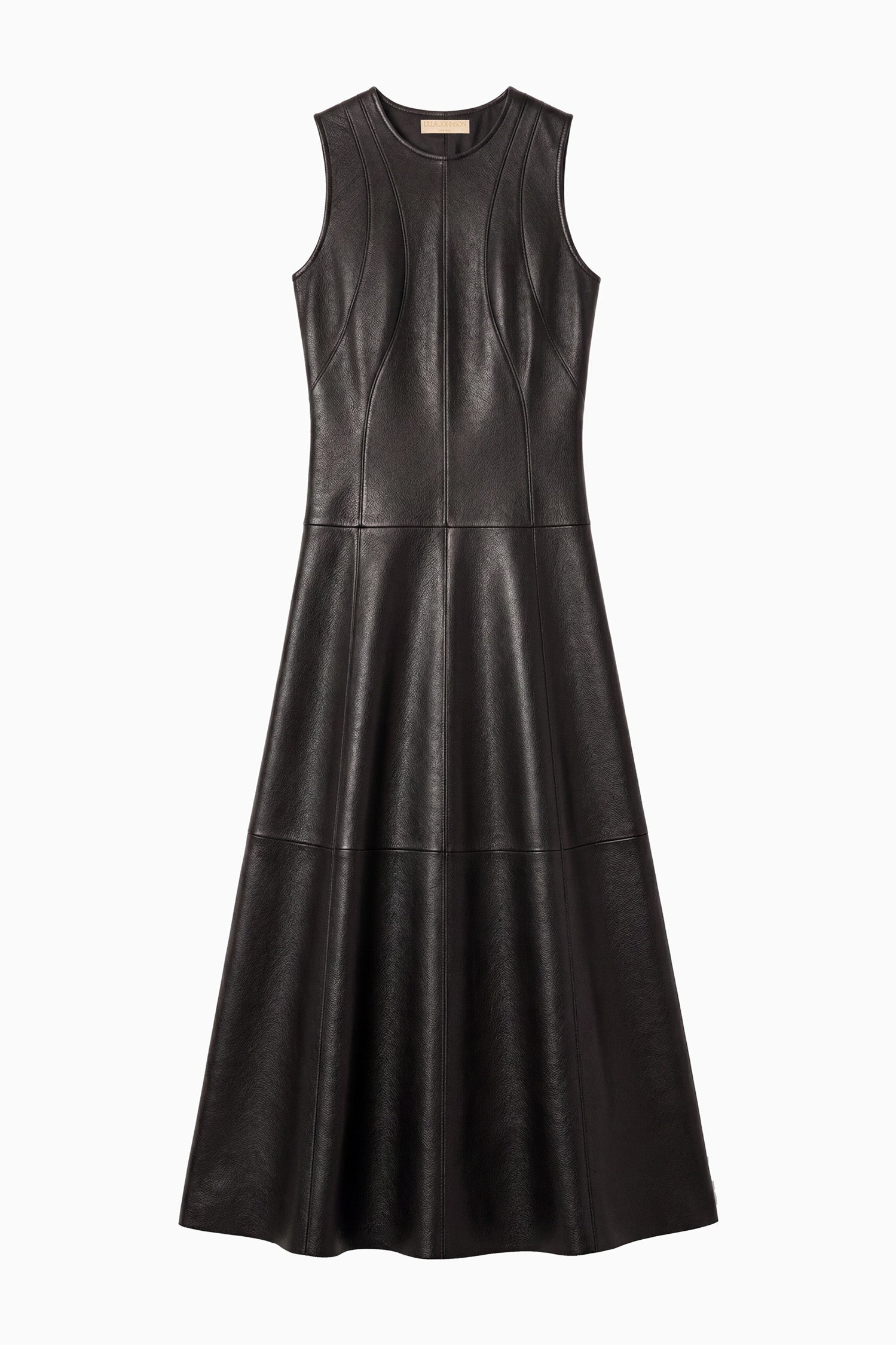 Ulla Johnson Noir Premium Lambskin Leather Sleeveless Midi Dress - Flat Lay | Ulla Johnson