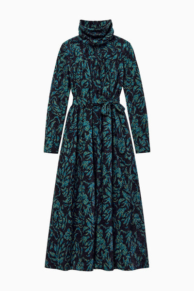 Midnight Botanical Print Cotton Poplin Midi Dress - Flat Lay Full Length | Ulla Johnson