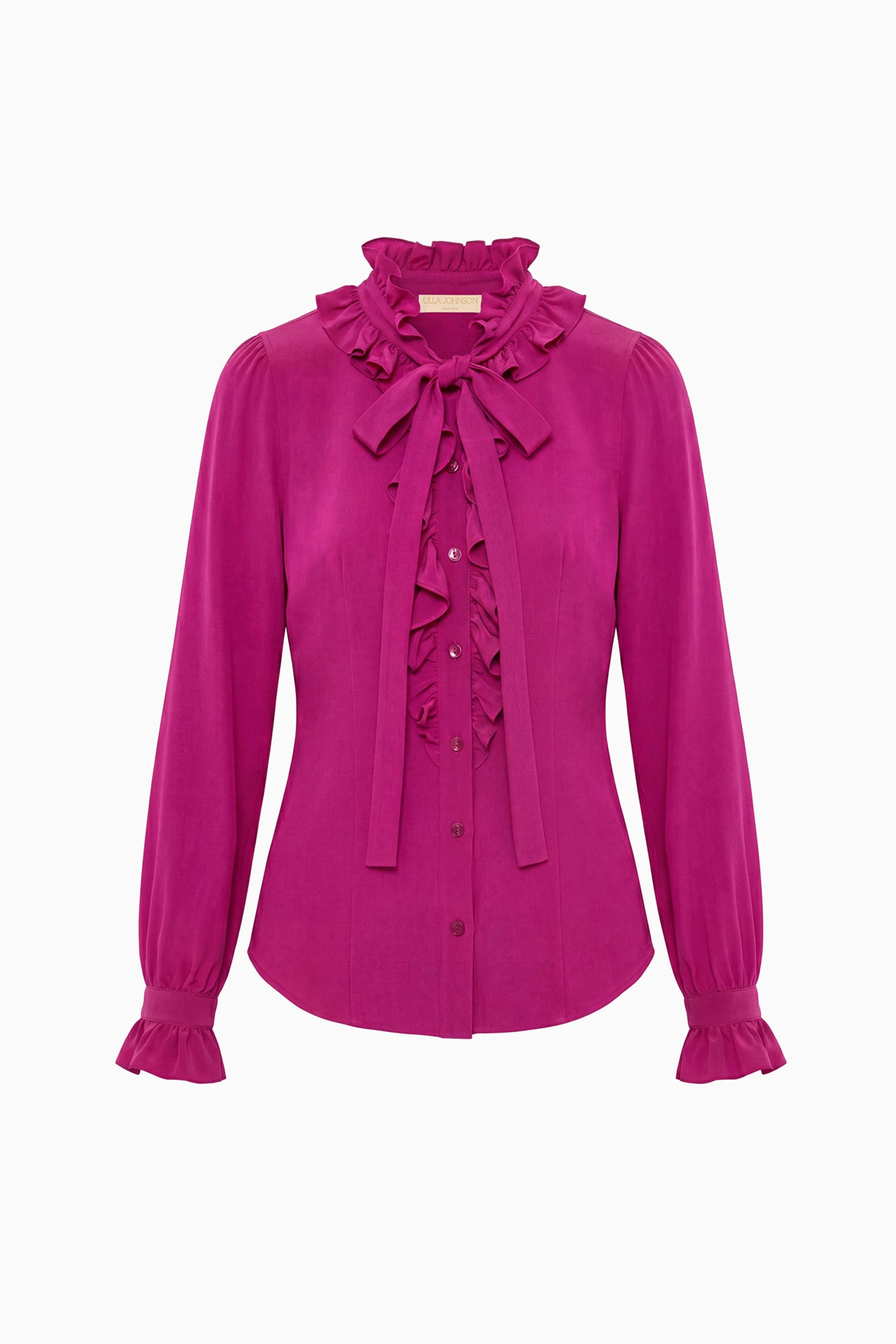 Ulla Johnson Orchid Luxury Silk Crepe de Chine Bow Blouse - Flat Lay | Ulla Johnson
