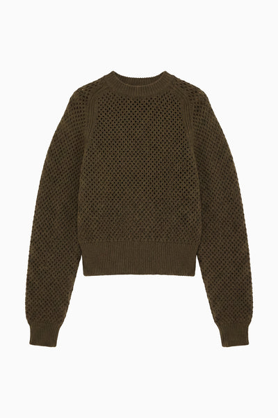 Militaire Mesh Wool Knit Pullover - Flat Lay, Luxury Designer Sweater Front View | Ulla Johnson