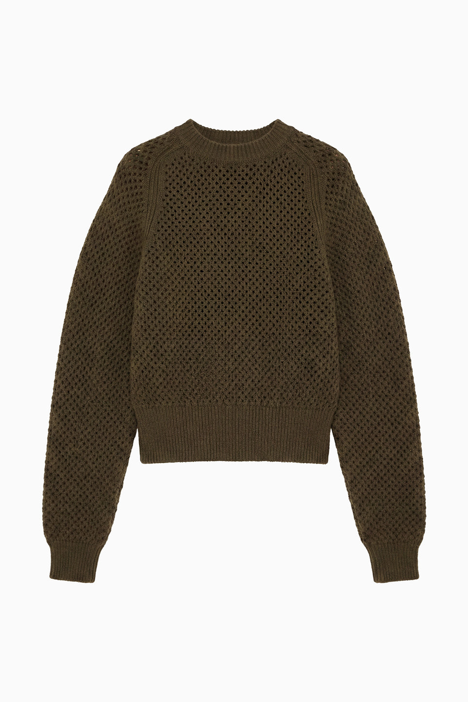 Militaire Mesh Wool Knit Pullover - Flat Lay, Luxury Designer Sweater Front View | Ulla Johnson