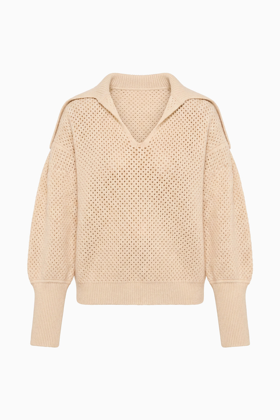 Cloud Designer Mesh Wool Knit Pullover, Flat Lay Front View | Ulla Johnson