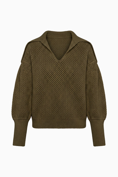 Militaire Luxury Wool Knit Pullover - Flat Lay Front View | Ulla Johnson