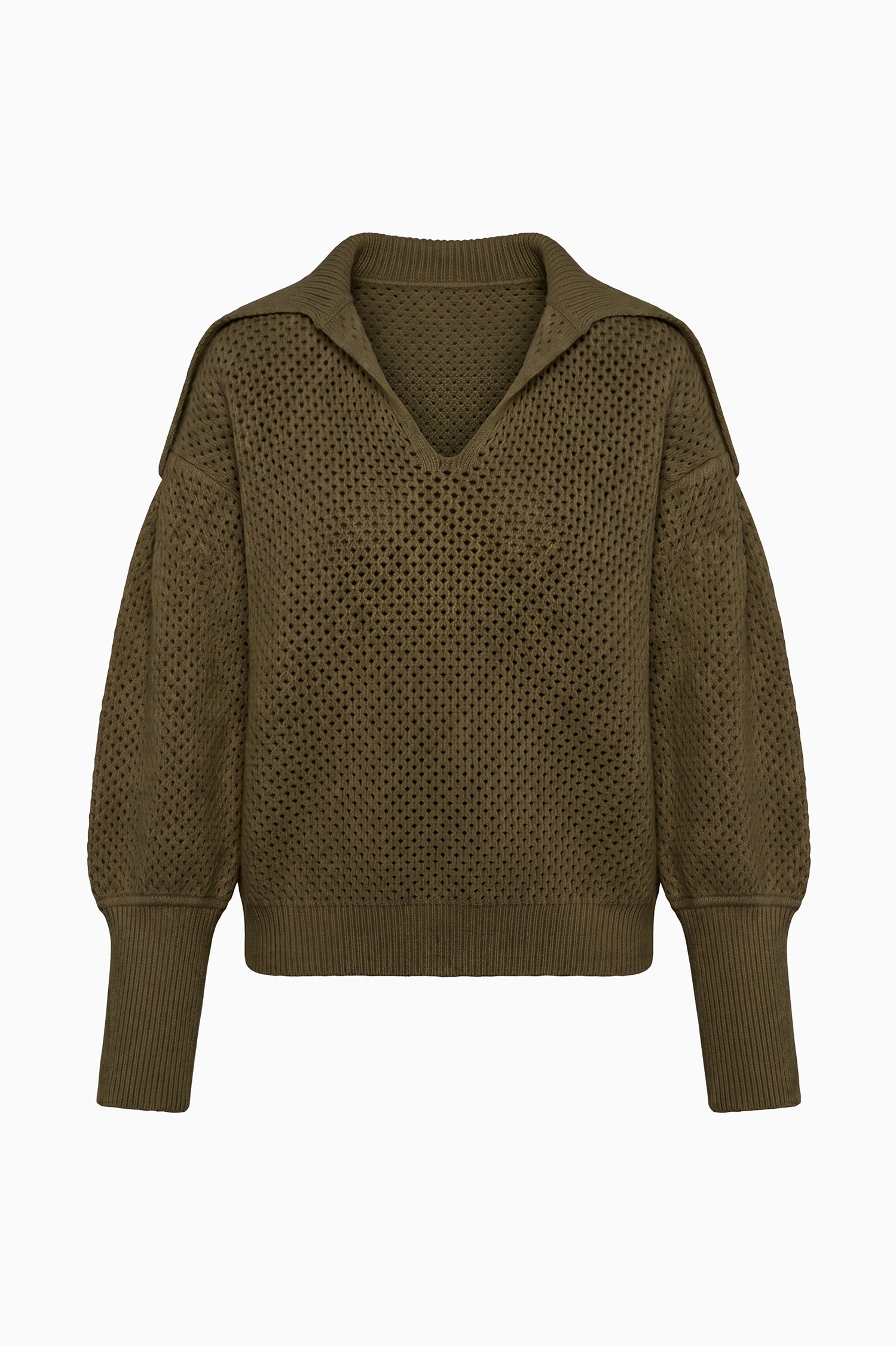 Ulla Johnson Militaire Luxury Wool Knit Pullover - Flat Lay Front View | Ulla Johnson