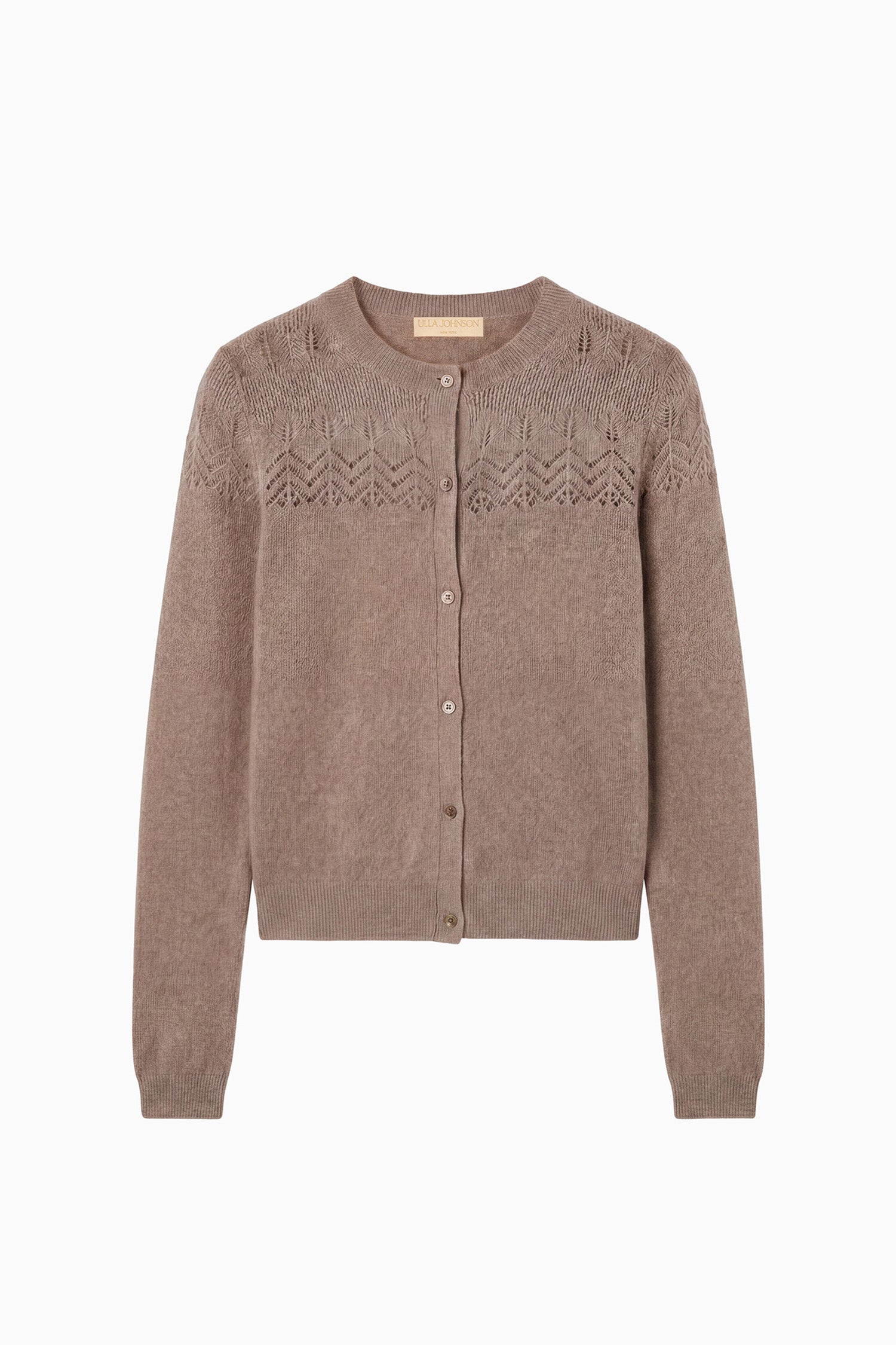 Ulla Johnson Driftwood Premium Cashmere Cardigan - Flat Lay Front View | Ulla Johnson