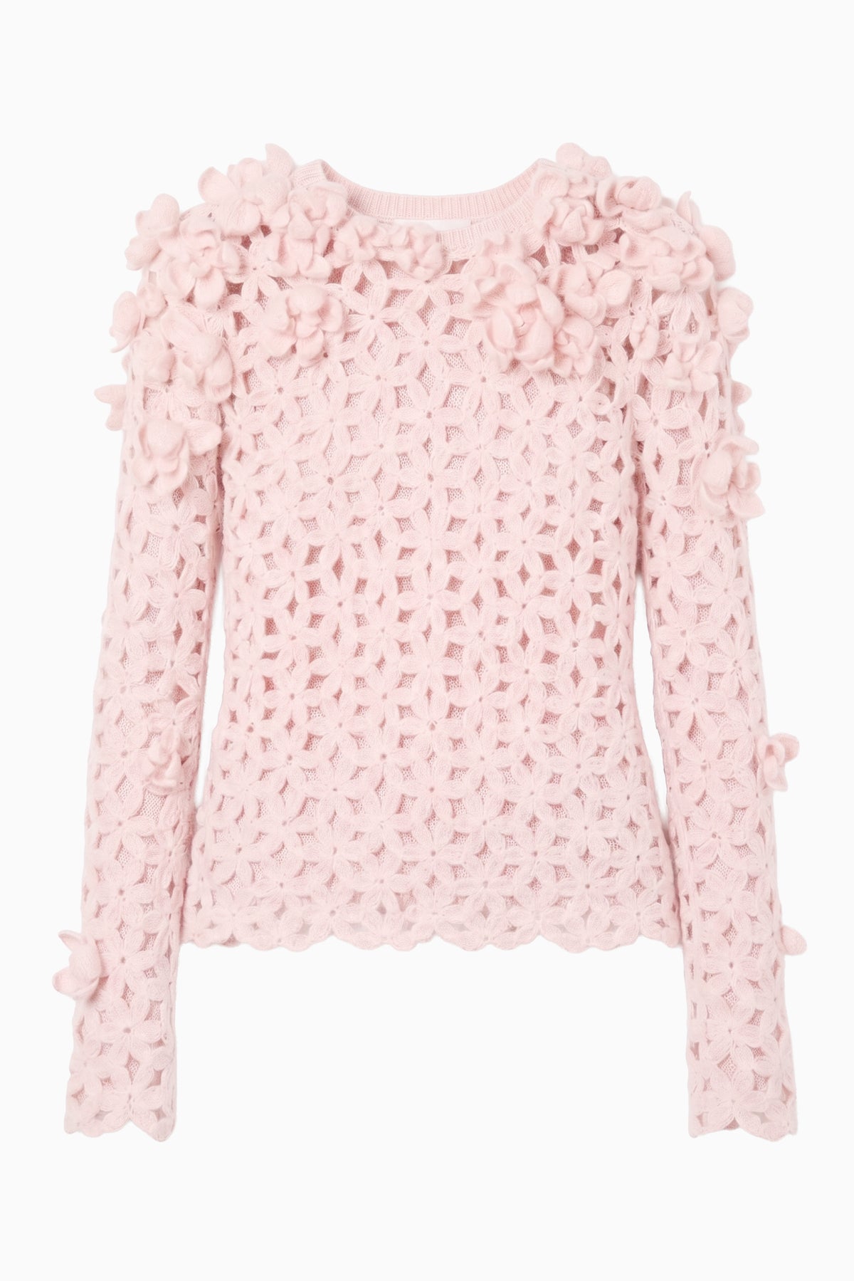 ⁣⁢Pullover Bendetta all'uncinetto con fiori ricamati - Powder⁤⁣