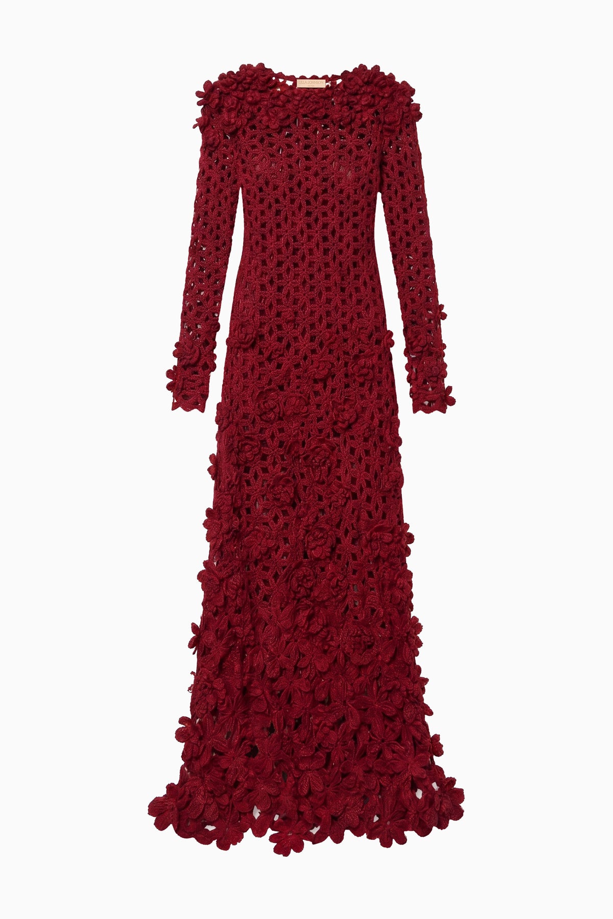 Cerise Luxury Crochet Embroidered Floral Gown - Flat Lay | Ulla Johnson