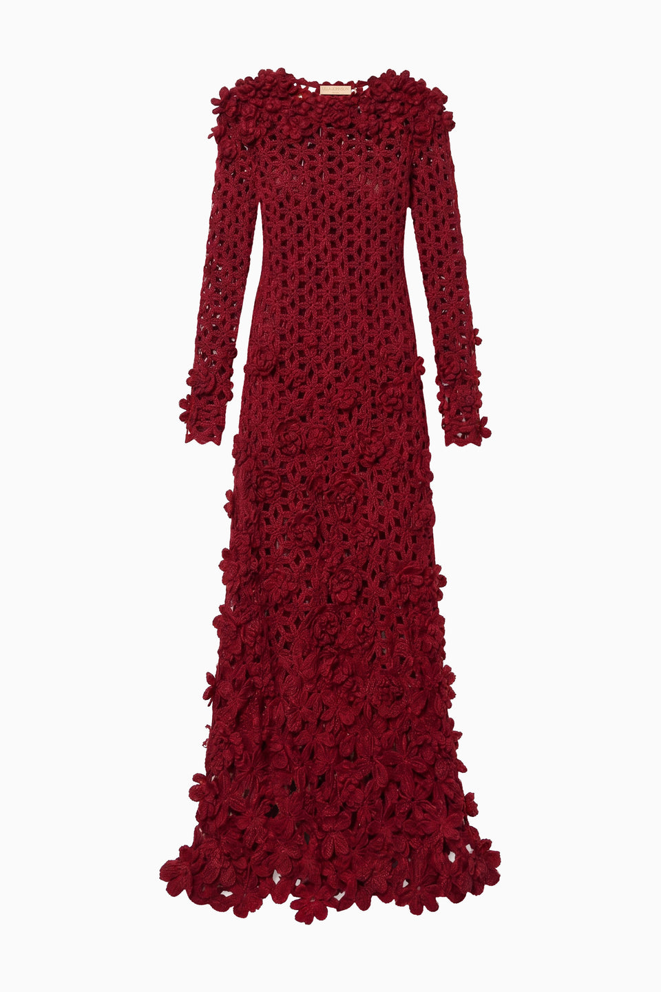 Cerise Luxury Crochet Embroidered Floral Gown - Flat Lay | Ulla Johnson