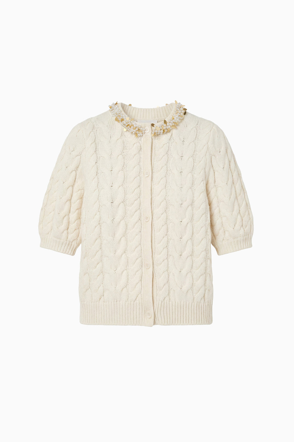 Olivia Knit Cardigan with Embellishment - Pearl