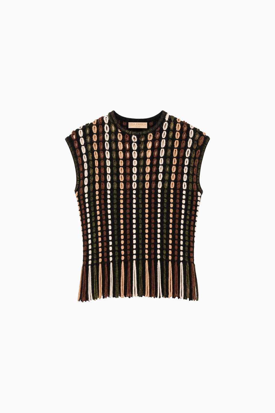 Noctis Multicolor Eyelet Merino Wool Knit Top with Fringe - Flat Lay | Ulla Johnson