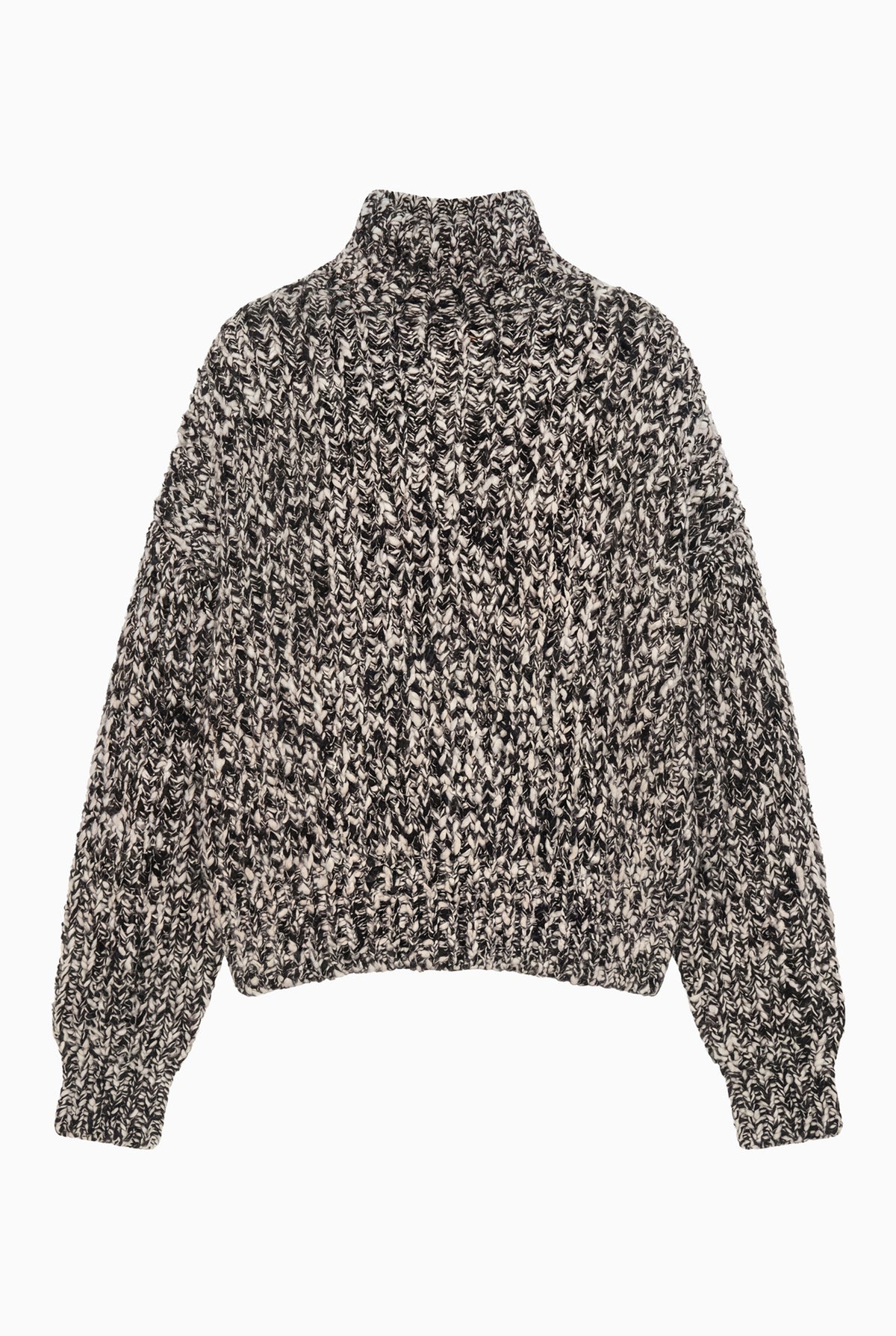 Onyx Marled Wool Blend Turtleneck Pullover - Flat Lay, Designer Knit | Ulla Johnson