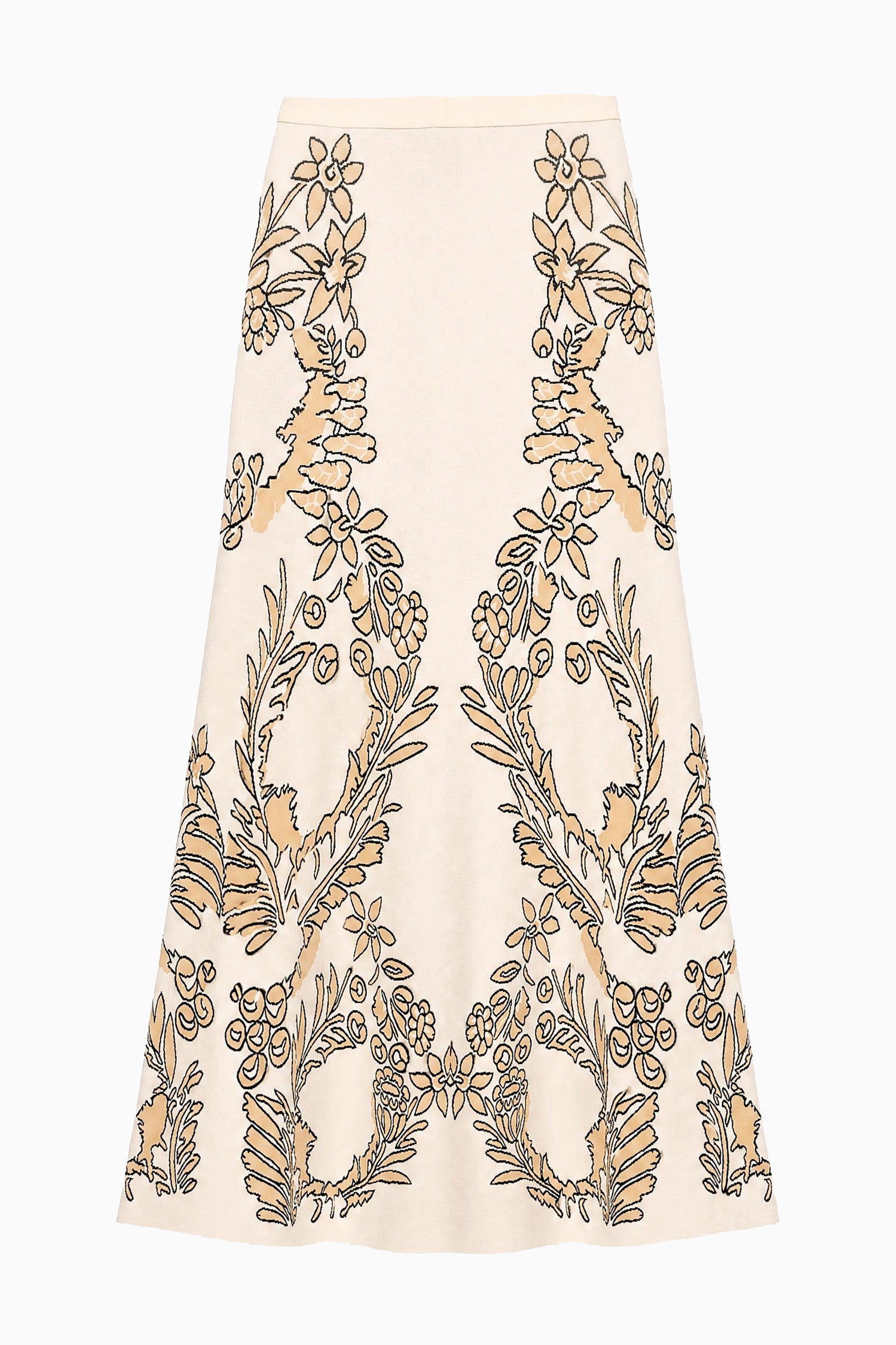 Ulla Johnson Chamomile Luxury Floral Jacquard A-Line Midi Skirt - Flat View | Ulla Johnson