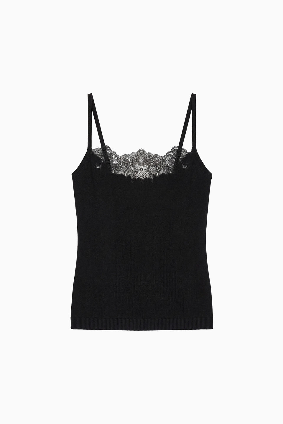 Noir Merino Wool Chantilly Lace Cami - Flat Lay | Ulla Johnson
