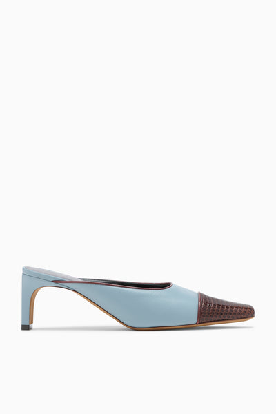 Arctic Nappa Leather Mule with Lizard-Effect Cap Toe - Side Profile | Ulla Johnson