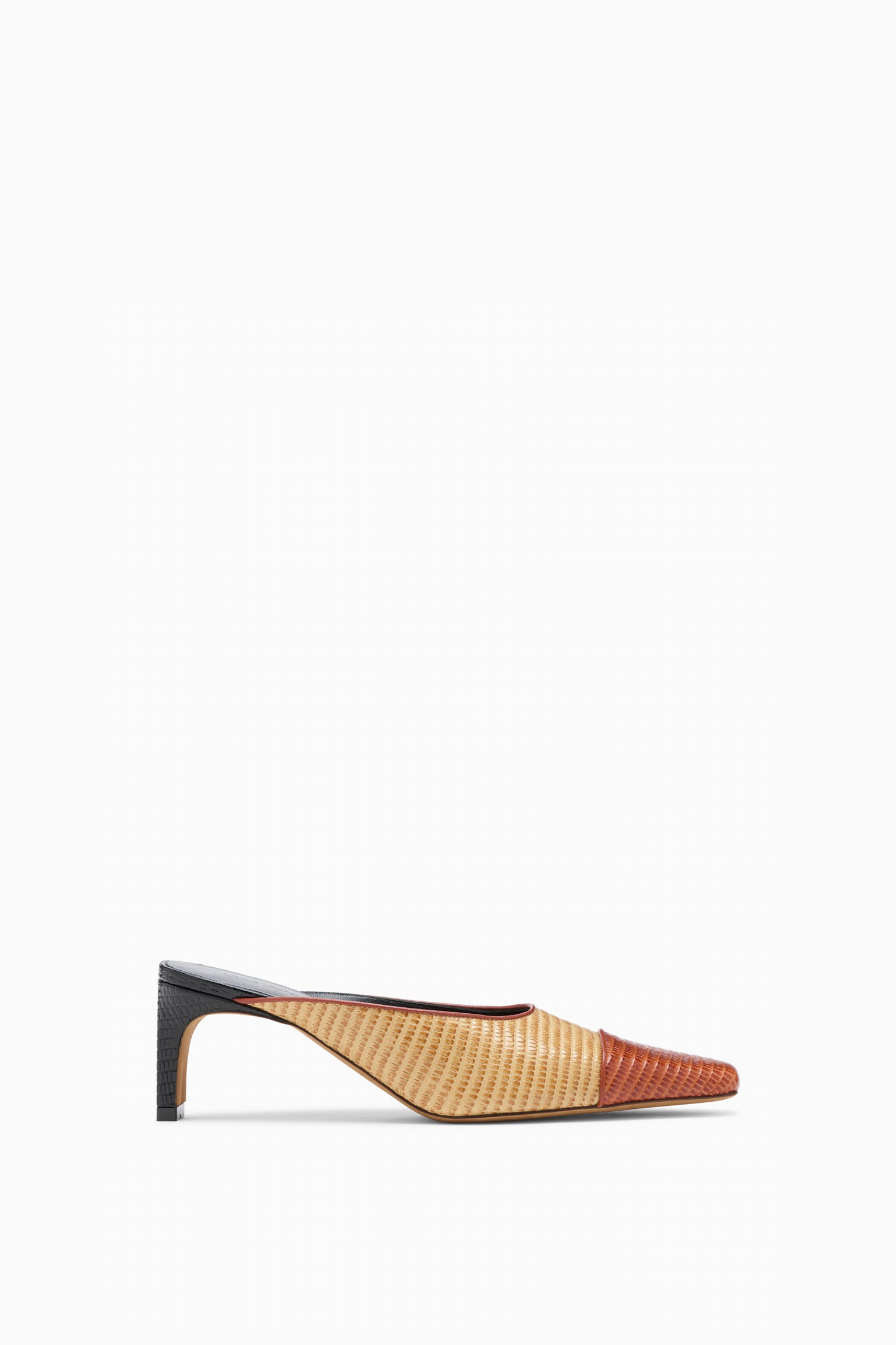 Ulla Johnson Bisque Lizard-Effect Leather Designer Mule - Three-Quarter View | Ulla Johnson
