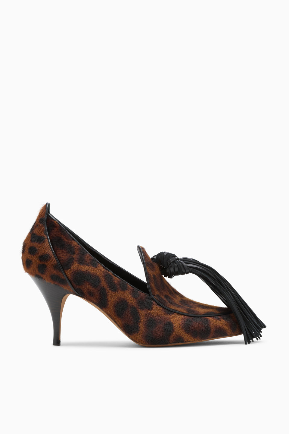 Leopard Calf Hair Tassel Pump - Side Profile | Ulla Johnson