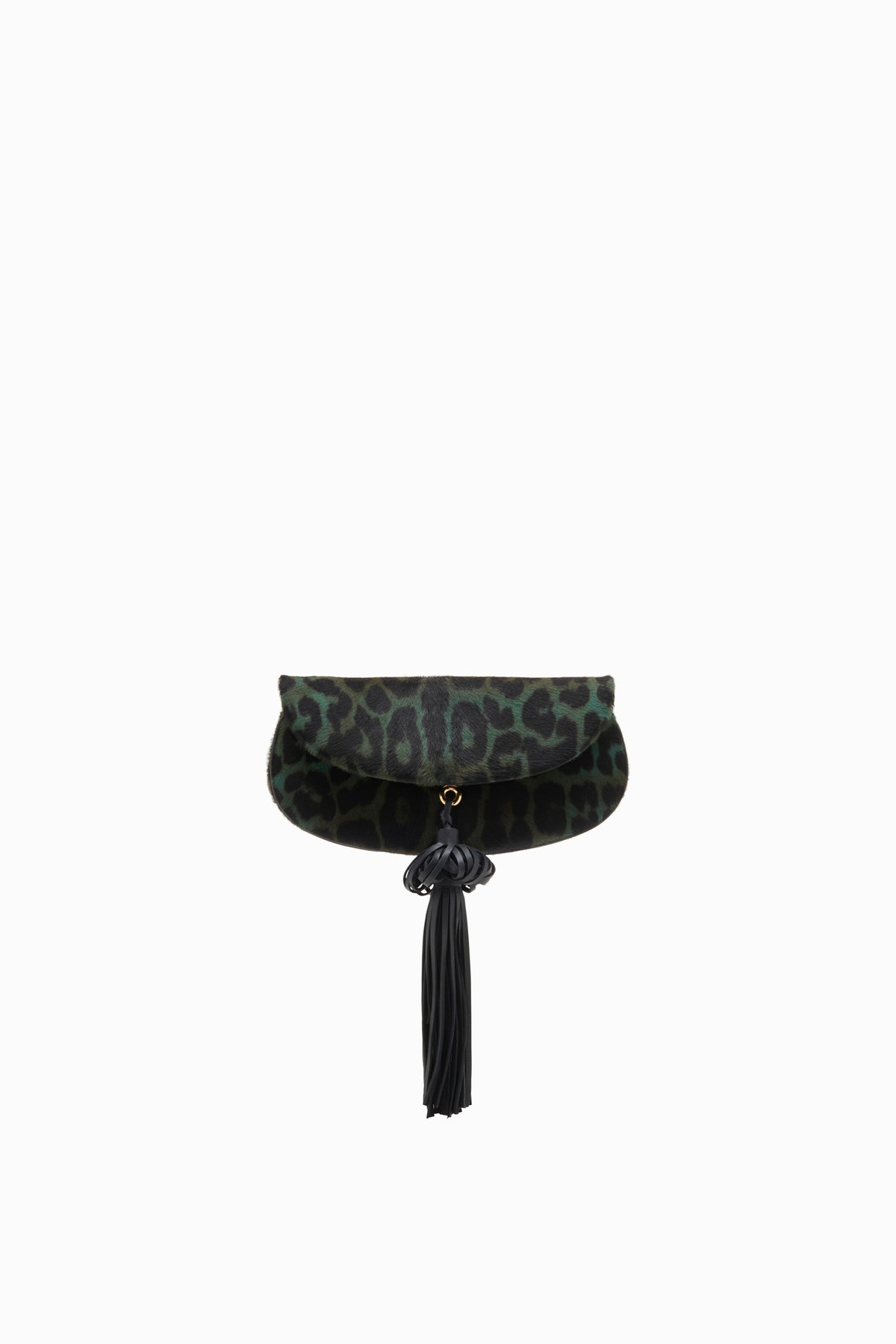 Emerald Leopard Hair-On Leather Paloma Flap Tassel Bag - Clutch View, No Strap | Ulla Johnson