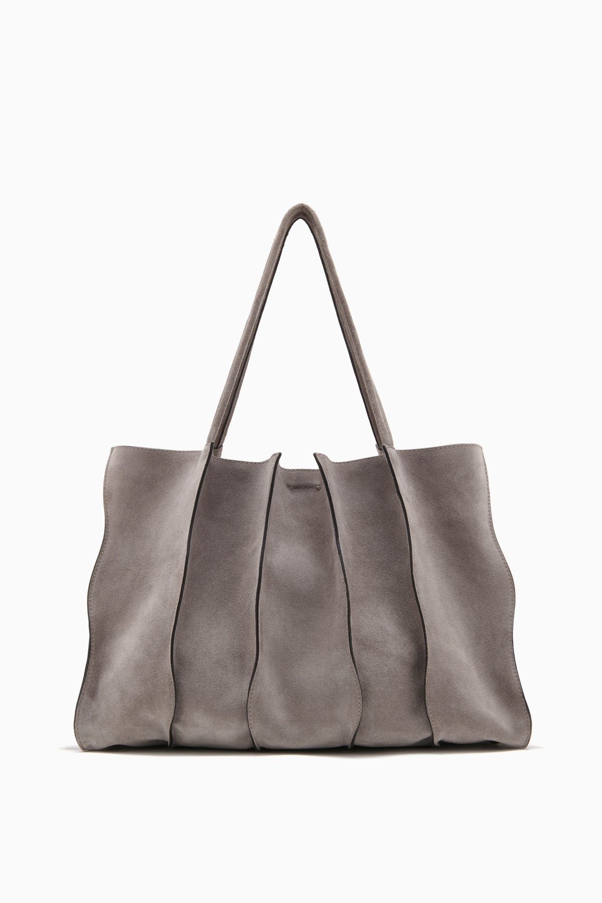 Dove Grey Suede Large Tote Bag - Front View | Ulla Johnson